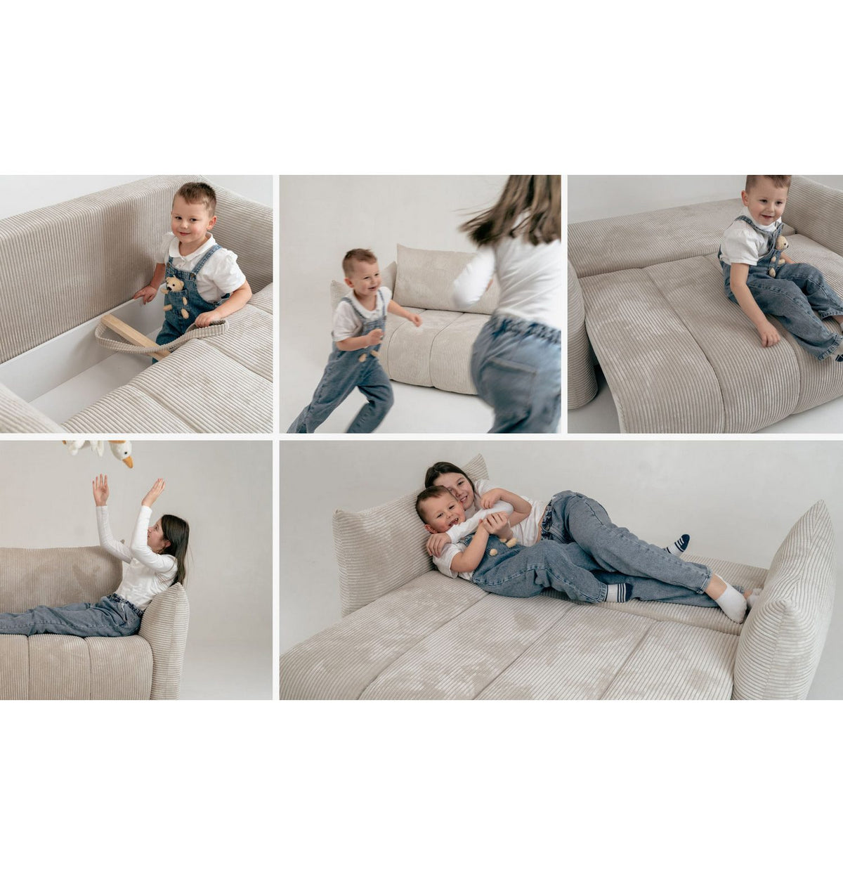 Detail des weichen Cordstoffs am Schlafsofa LILO