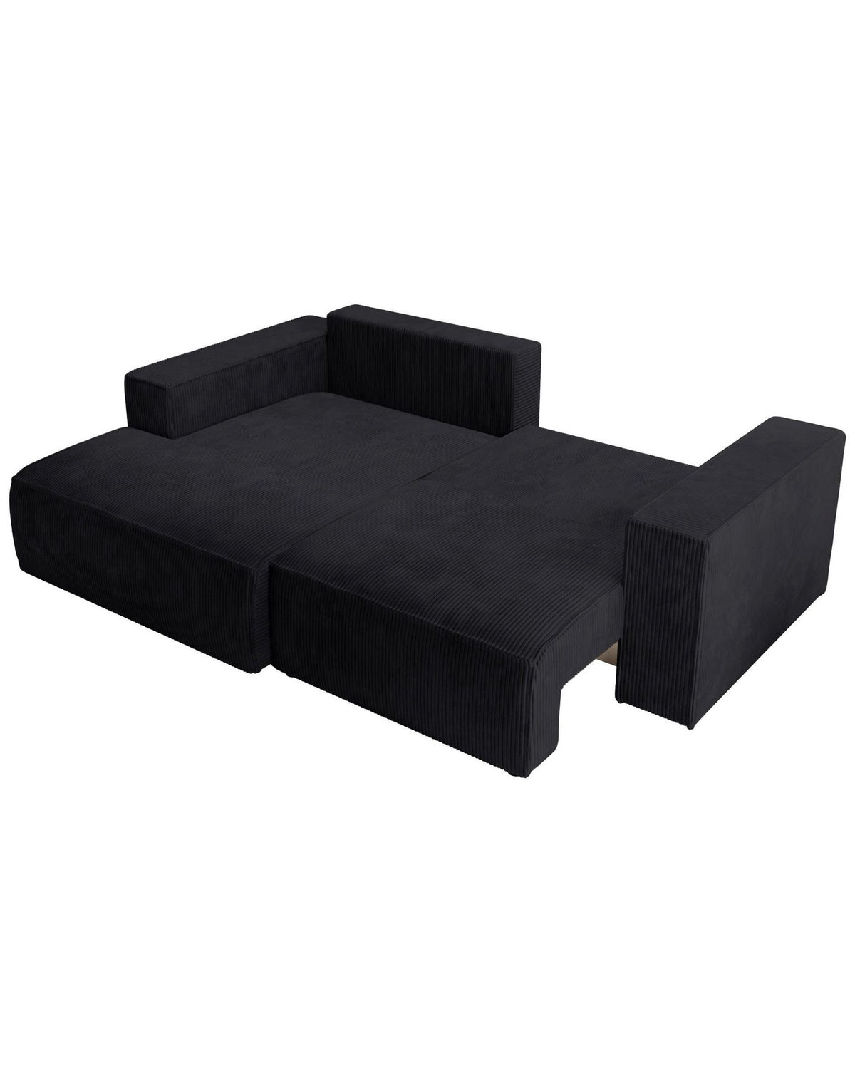 Cord Ecksofa FARESE MINI in Schwarz Gesamtansicht
