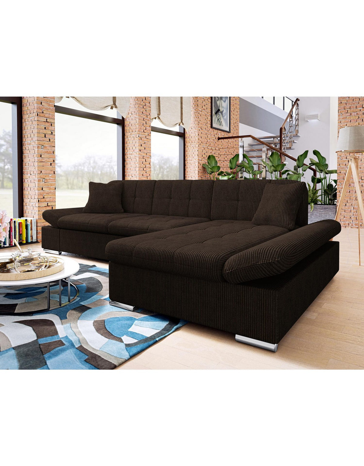 Cord Ecksofa MONTANA mit regulierbarer Armlehne im Detail