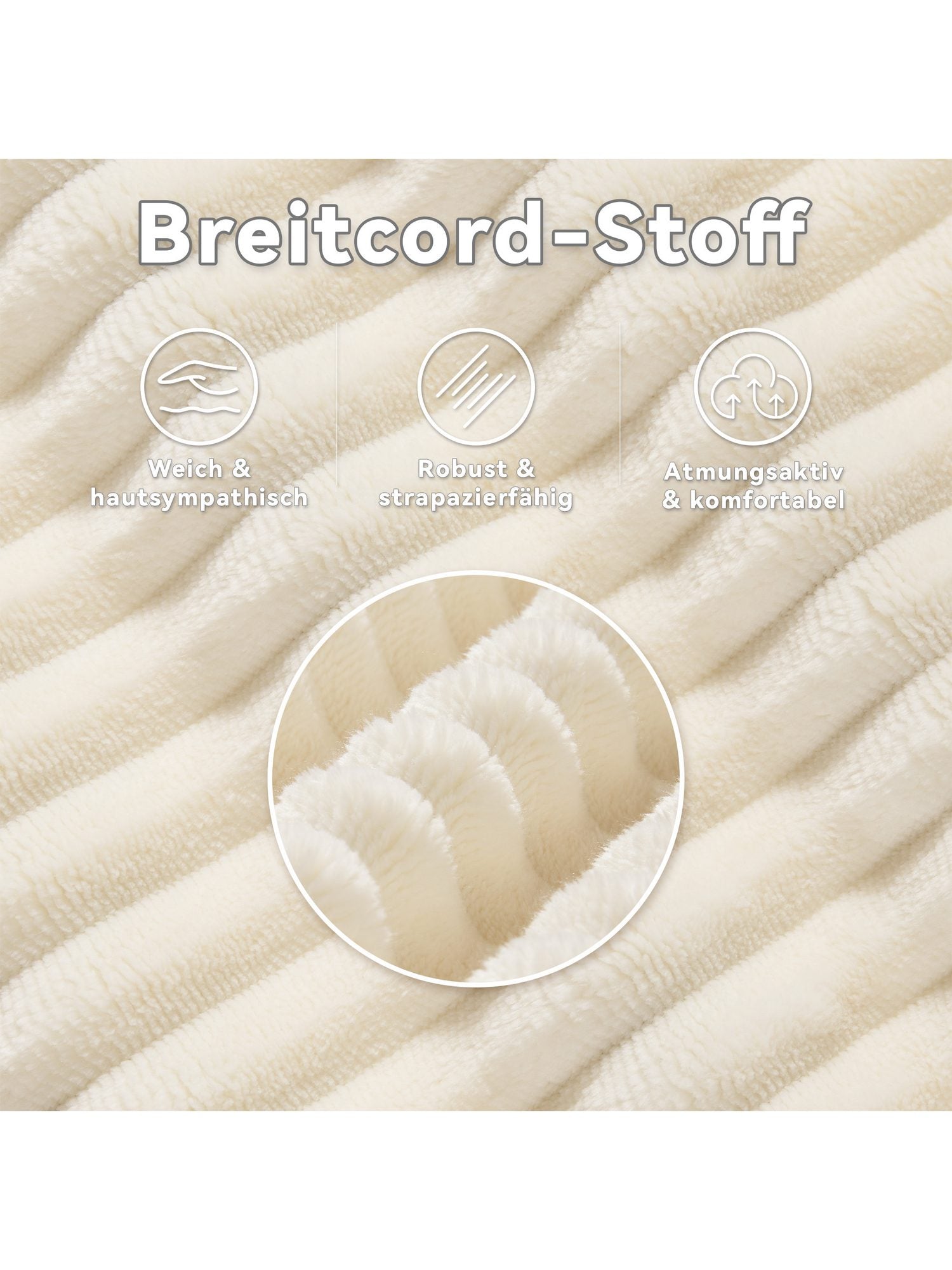 Cord Ecksofa 212 cm in Beige Ansicht 7