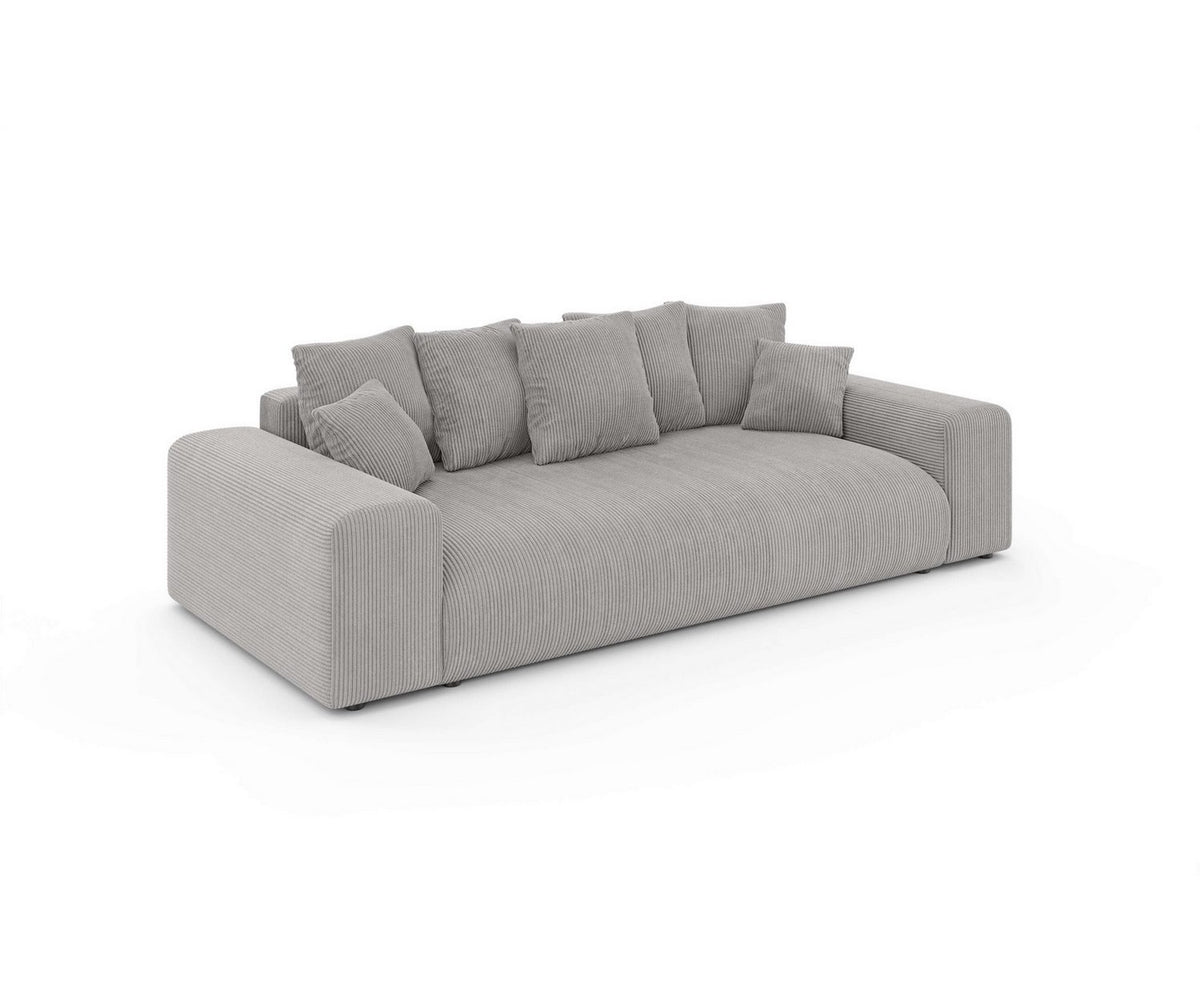 Cord Schlafsofa LAKESIDE in Hellgrau von der Seite