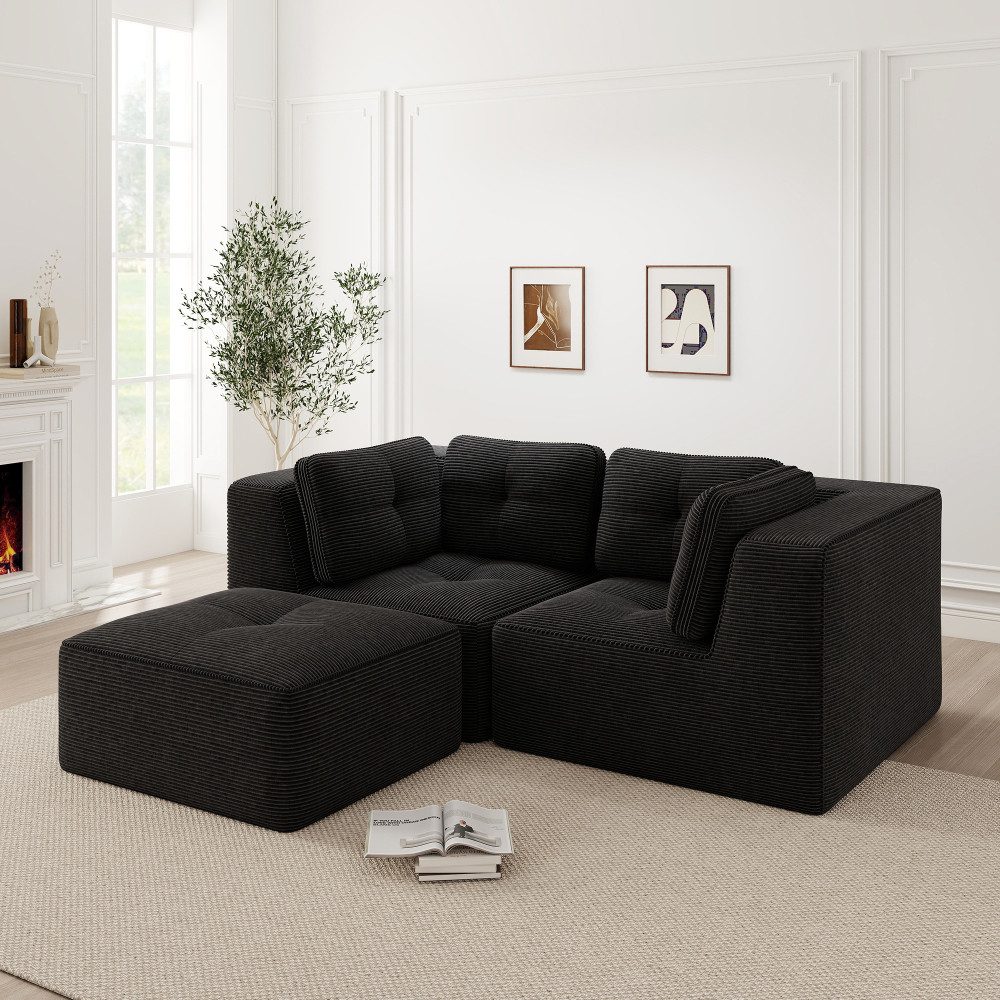 Detailansicht des Cordbezugs am Ecksofa BONELESS