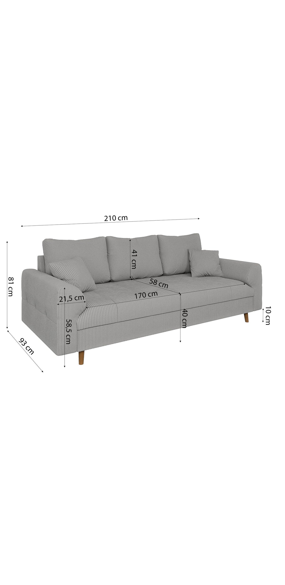 Cord Sofa Garnitur ZARA im skandinavisch eingerichteten Wohnzimmer