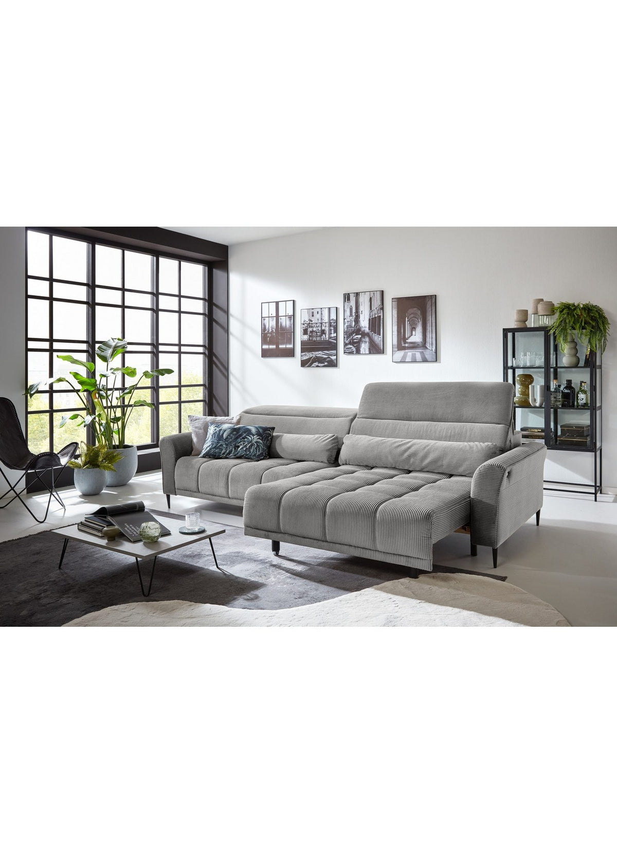 Big Sofa WOLVE in Cord Silbergrau Detail der Cordstruktur