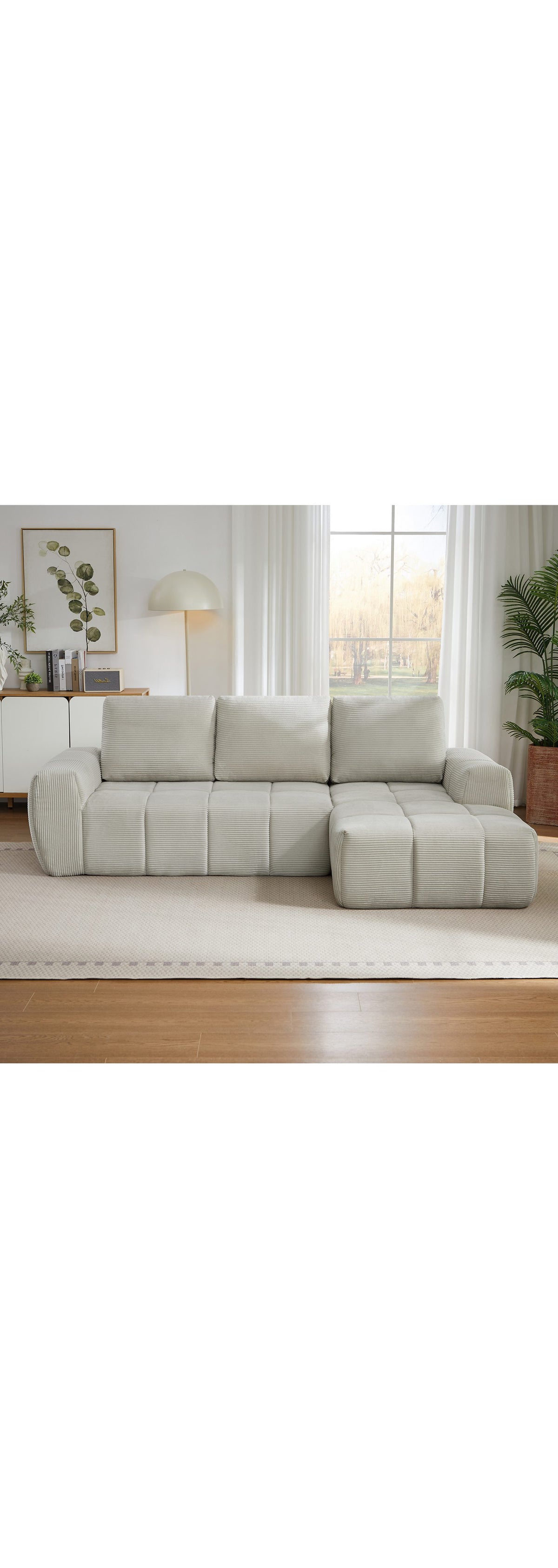Cord Ecksofa ODIKALO in Beige von vorne