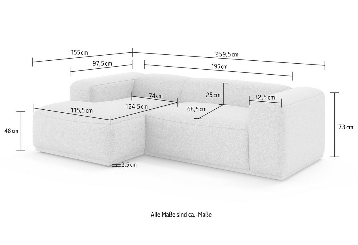 Cord Ecksofa EMMERIK in Creme Ansicht 6