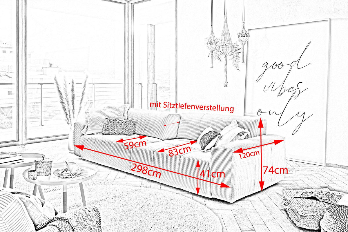 Detail des Cordbezugs am Big Sofa PALACE
