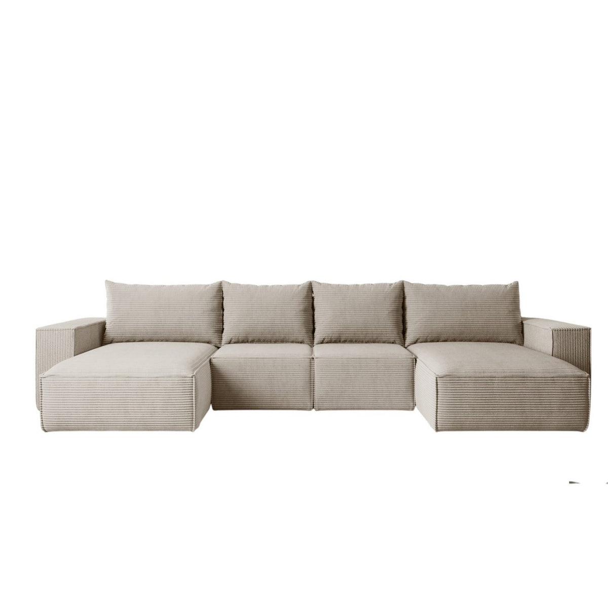 Cord Wohnlandschaft ESTELLE in Beige seitliche Ansicht der U-Form