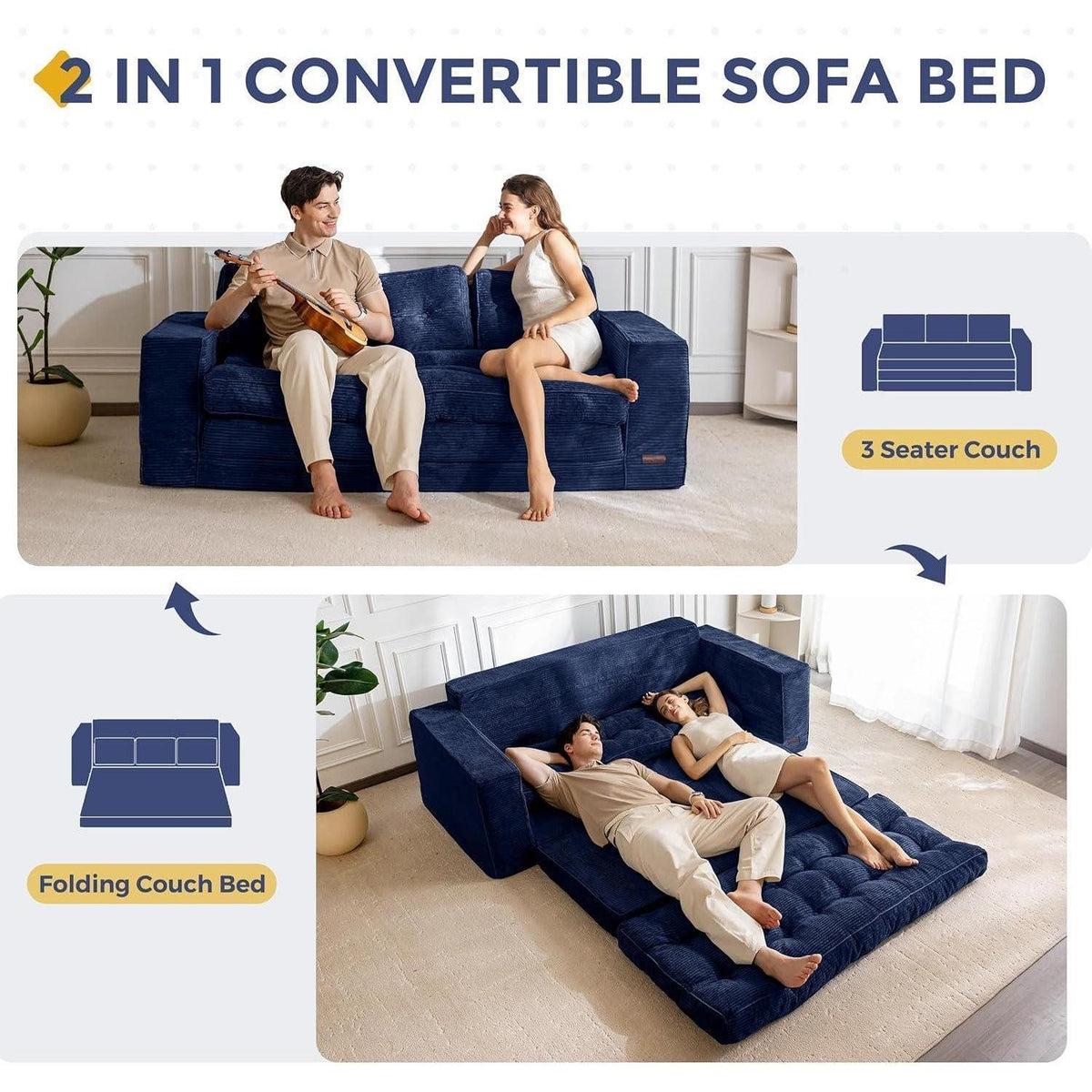 Bodensofa aufgeklappt als Liegefläche