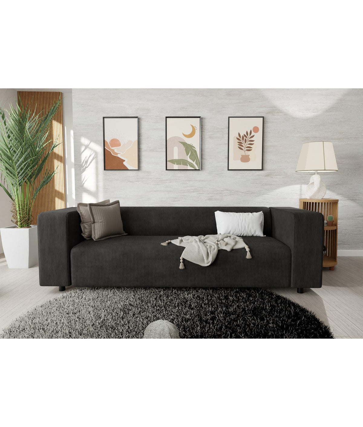 Detailaufnahme des schwarzen Cord-Stoffs
