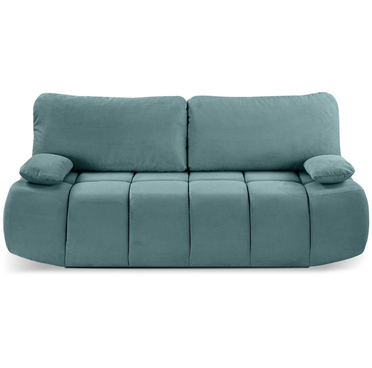 Cord Schlafsofa LAUDER in Mint-Blau in der Frontansicht