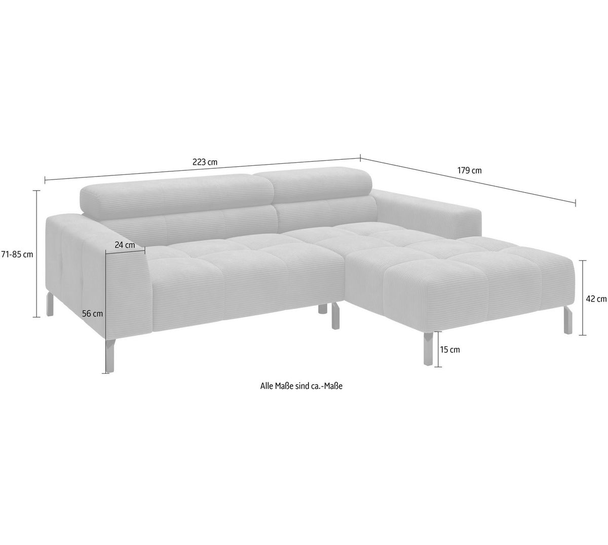 Cord Ecksofa CLAYA Nahaufnahme des Cord-Bezugs