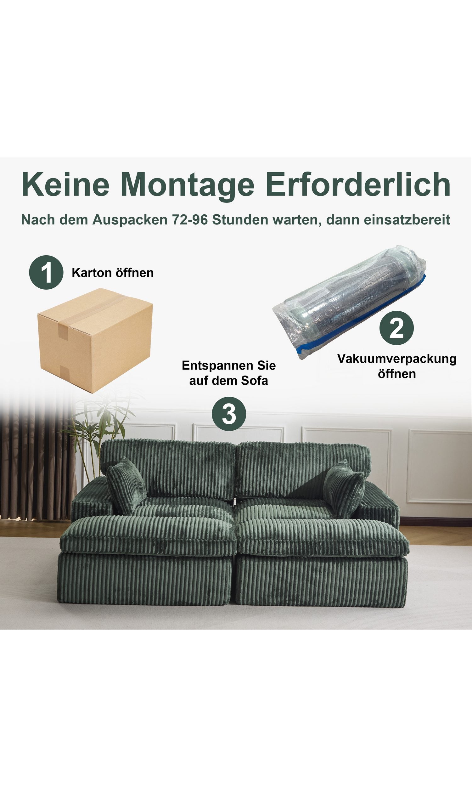 Module des Cord Schlafsofas WHEELYOU in Grün