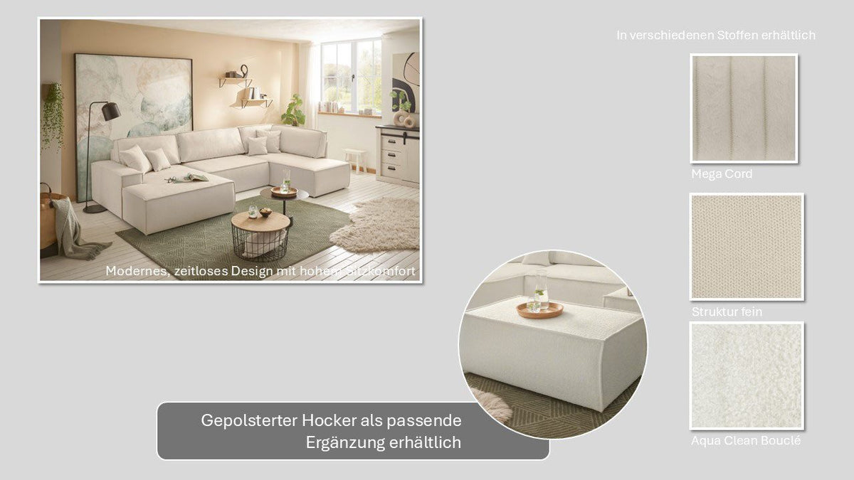 Wohnlandschaft FINNLEY in U-Form von vorne