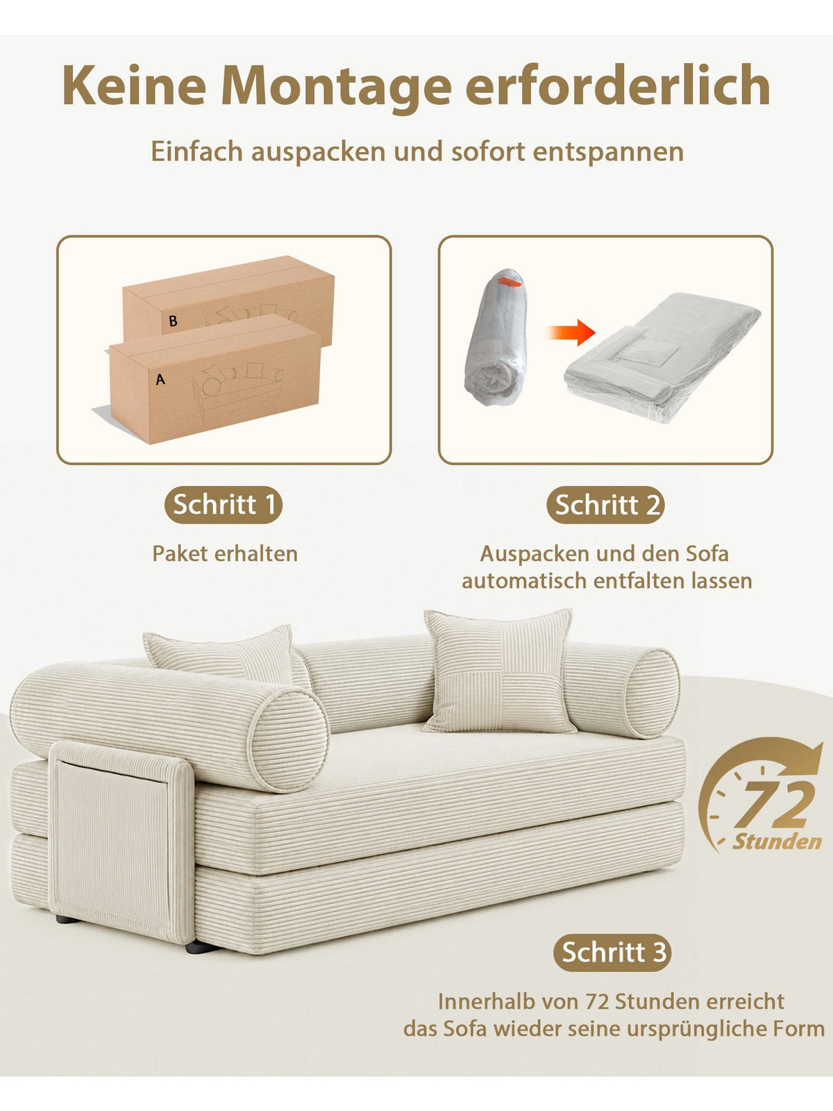 Detail der gerippten Cordstruktur in Weiß