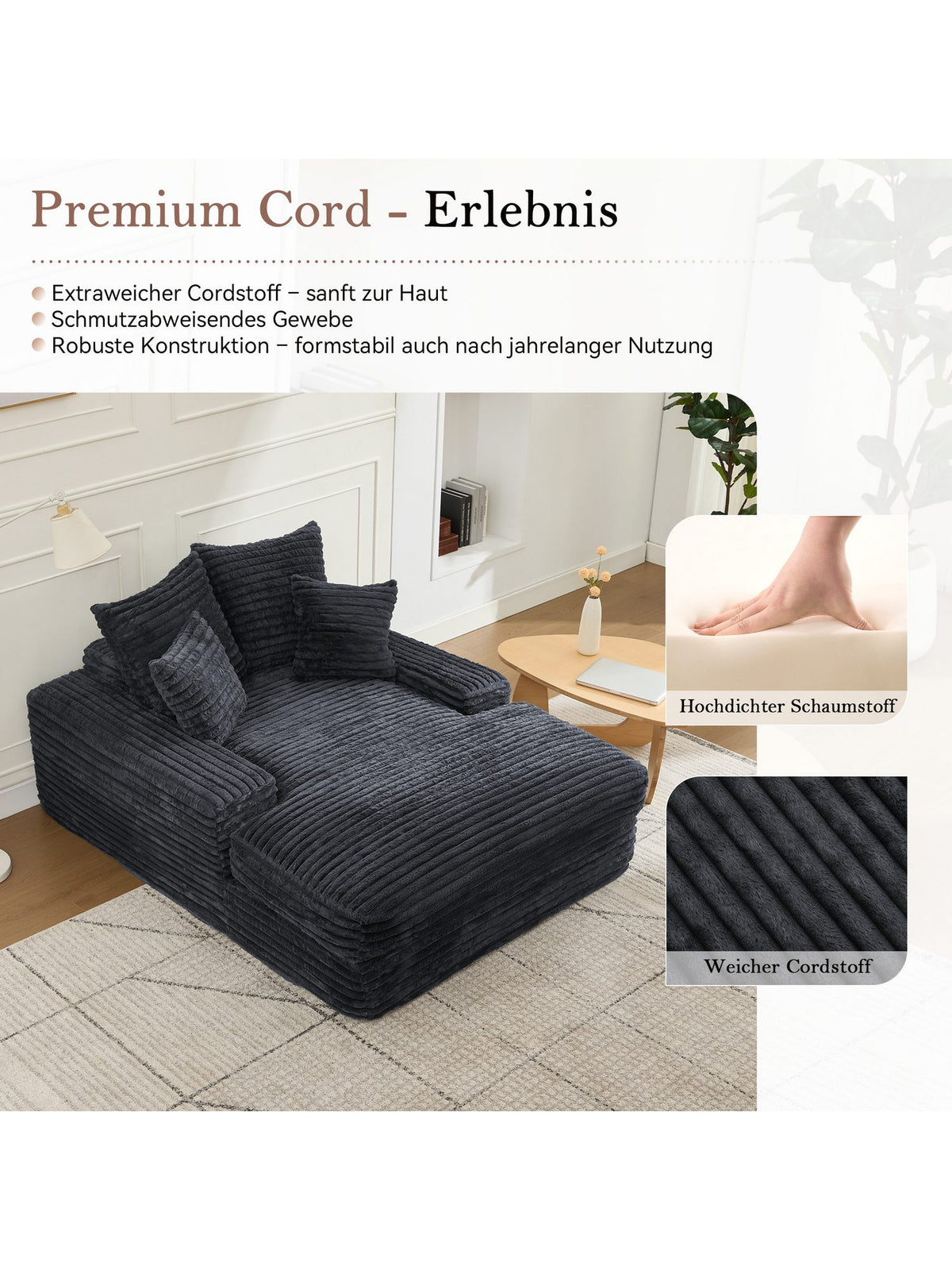 Die vier abnehmbaren Kissen des ODIKALO Sofas