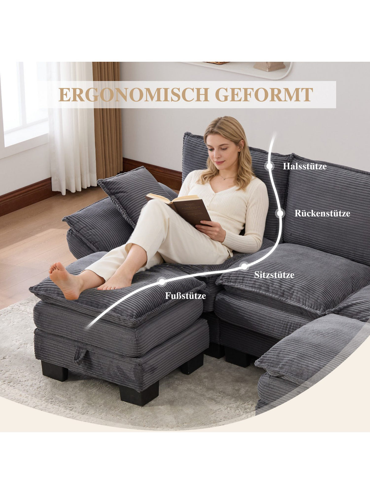 Wohnlandschaft TAVILAECON als Ecksofa kombiniert
