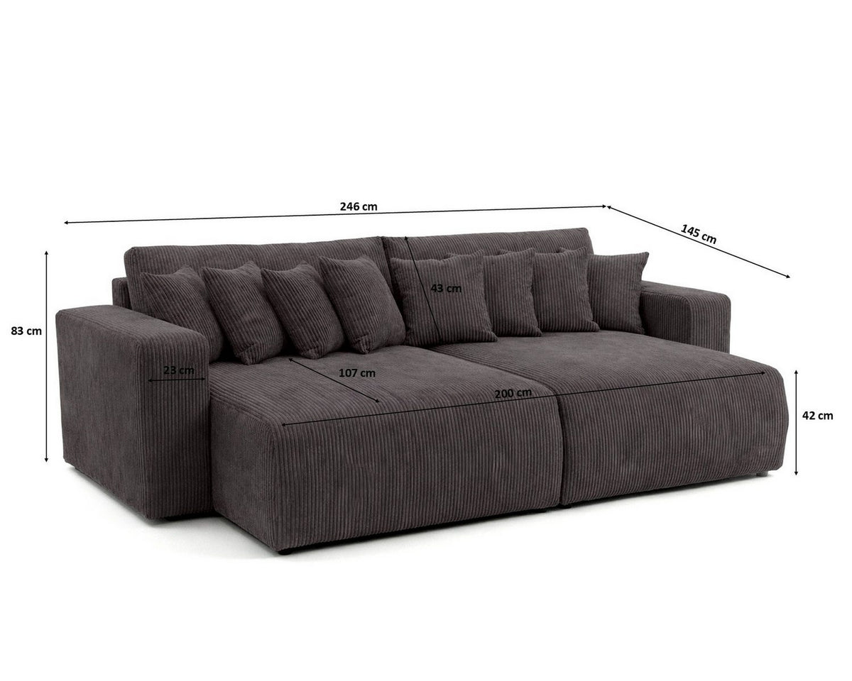 Schlafsofa PIANO DOUBLE mit ausgeklappter Liegeflaeche