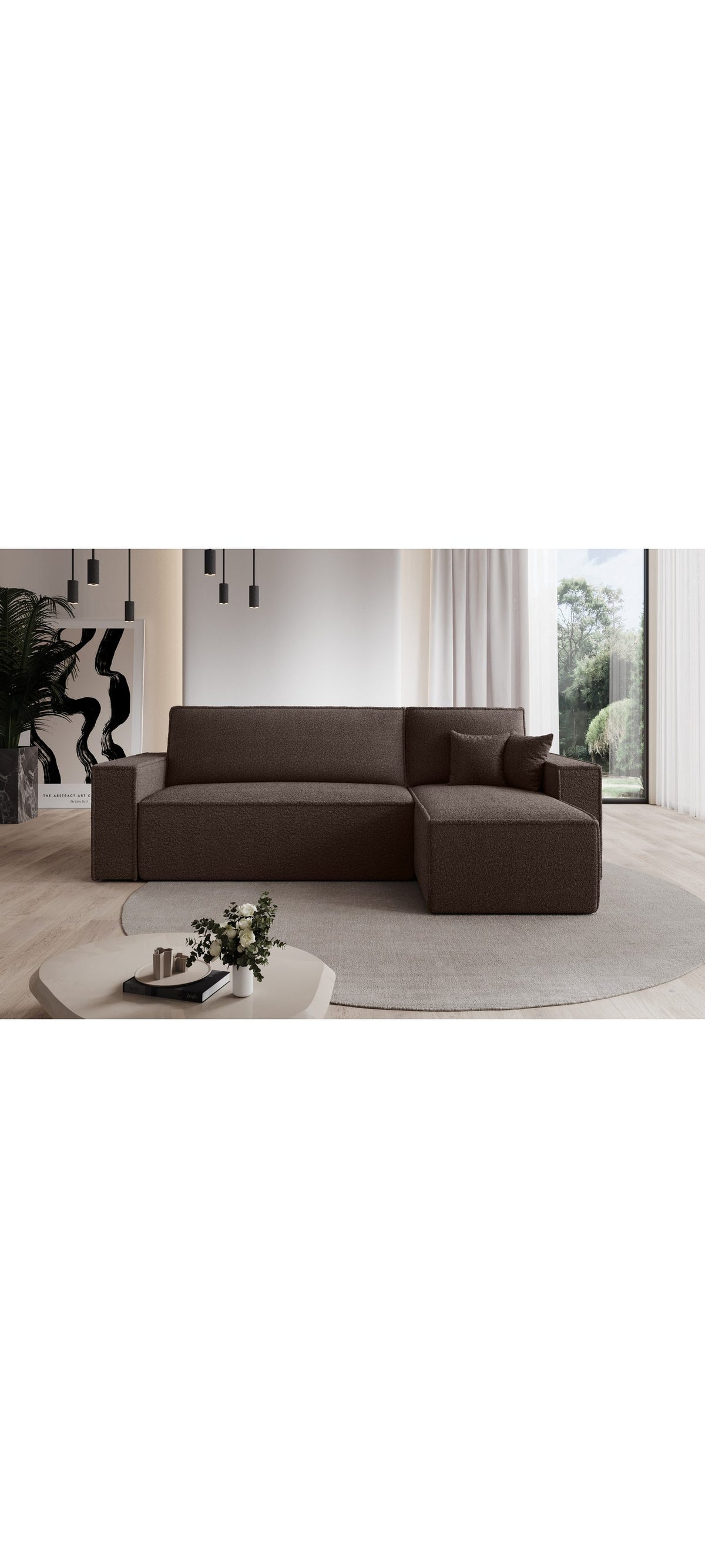Cord Ecksofa LORENZO in Braun in L-Form