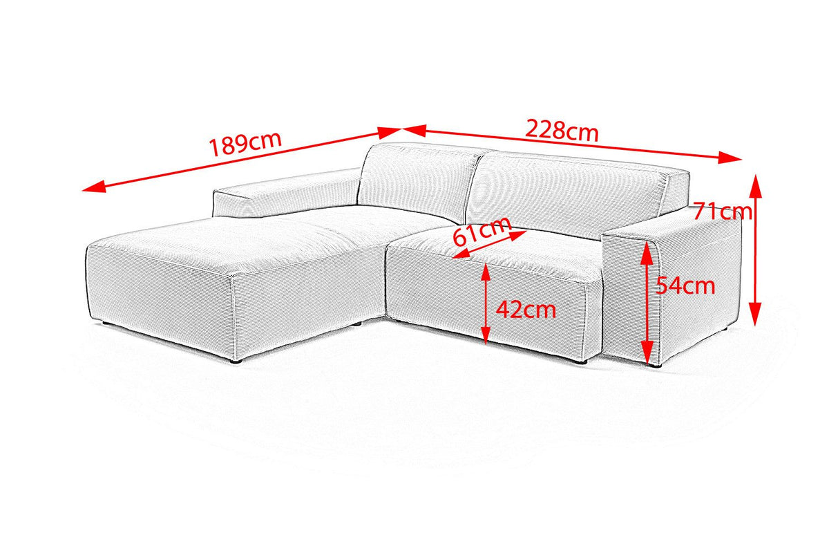 Ecksofa RANI mit Blick auf Sitzfläche und Rückenlehne