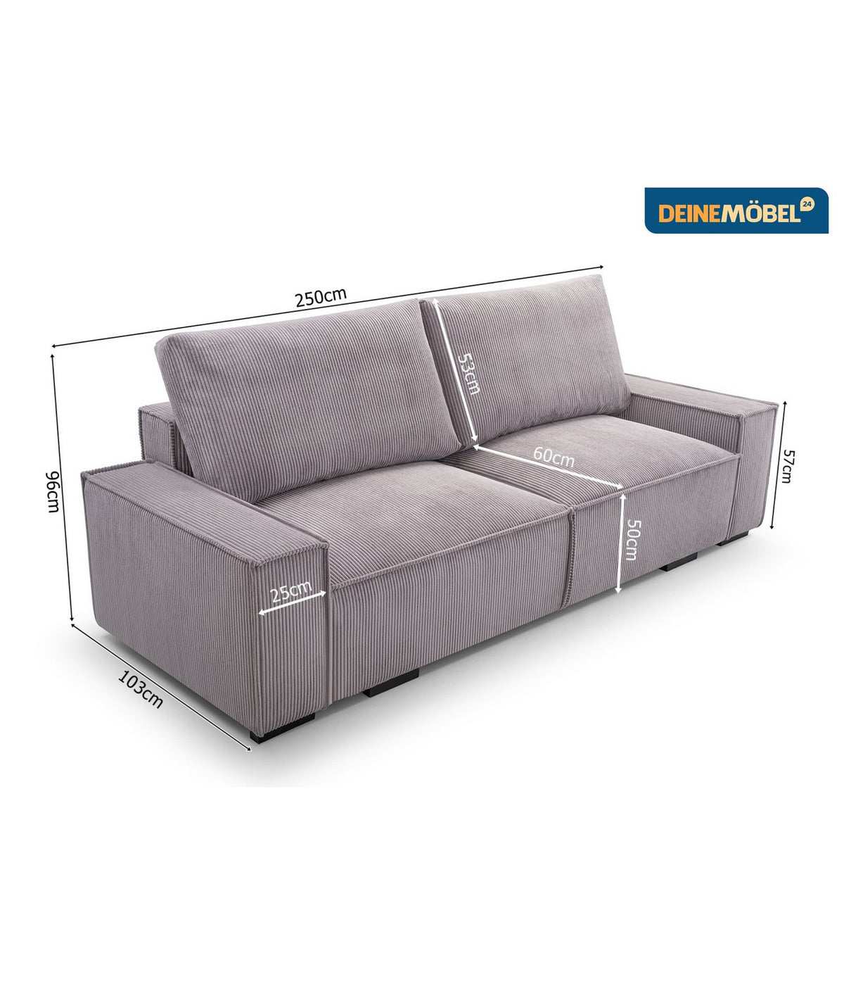 Cord Schlafsofa LAOS mit Zierkissen im Wohnzimmer