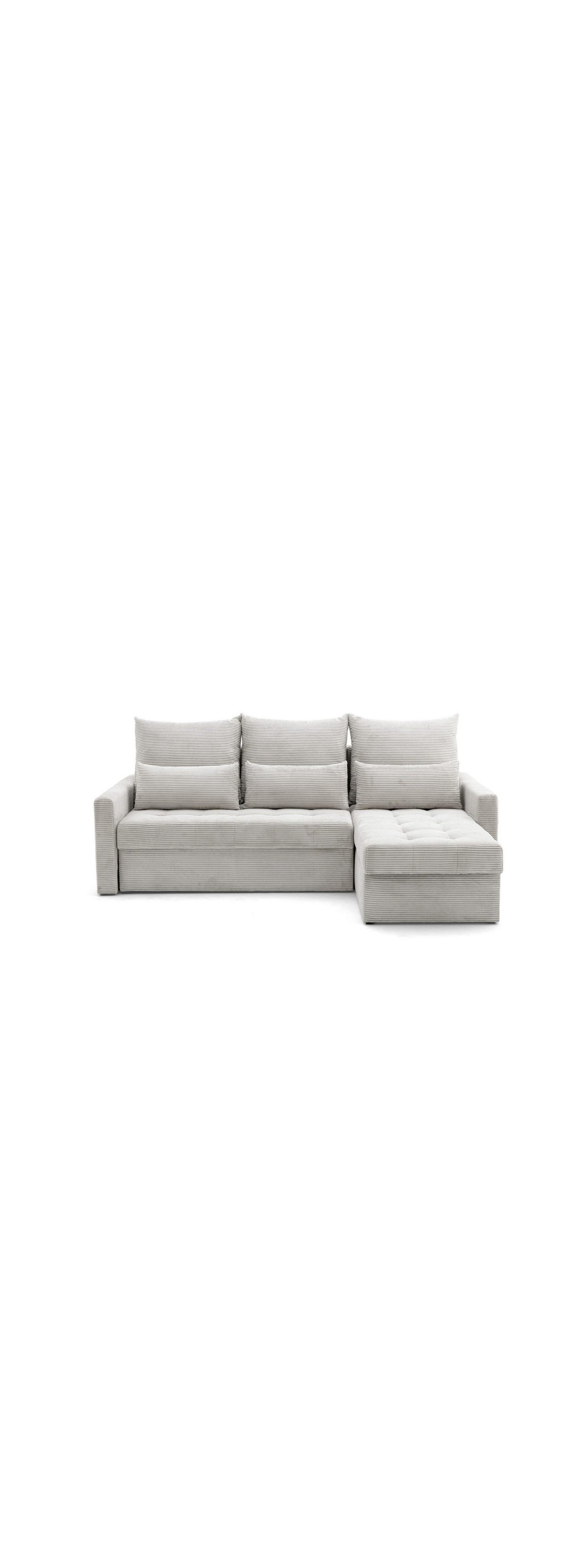 Cord Ecksofa PULA in Beige von vorne