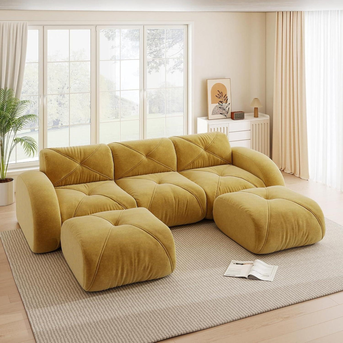 Cord Wohnlandschaft in Gelb im Wohnzimmer
