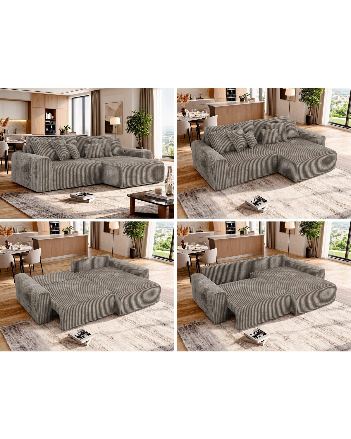 Ecksofa ELARA L mit Ottomane und losen Kissen