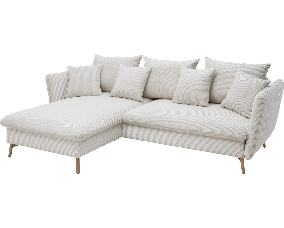 Cord Ecksofa MERLE mit ausgeklappter Bettfunktion