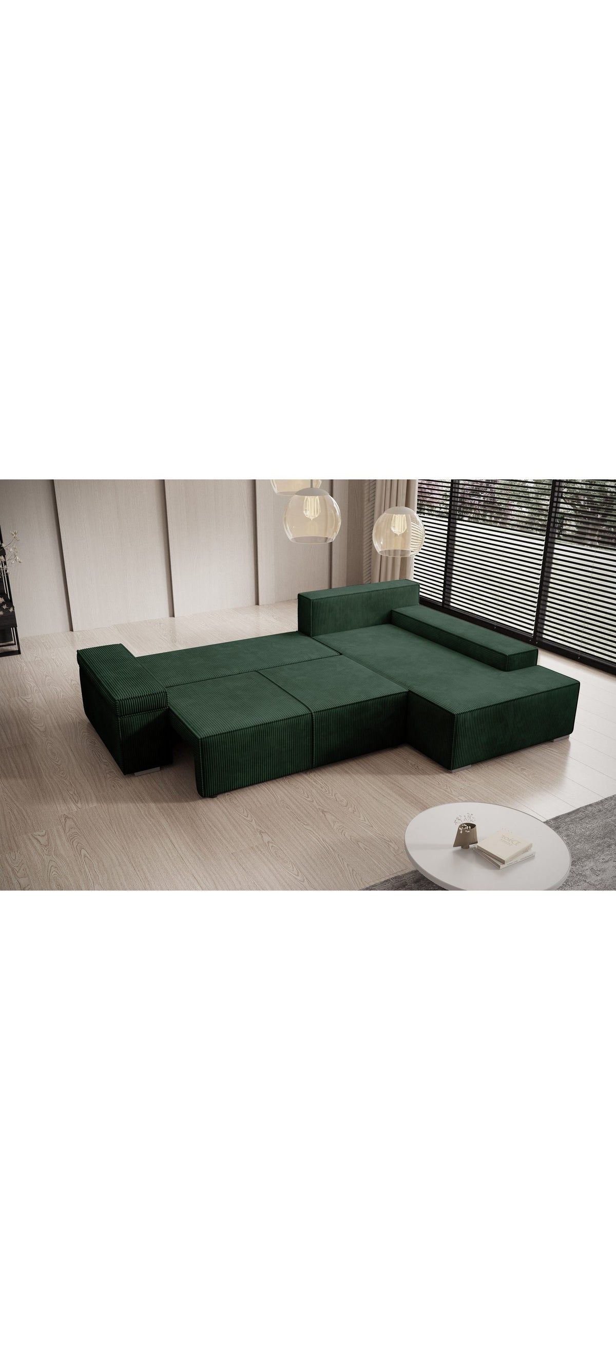 Cord Ecksofa MILO Rückansicht in Grün