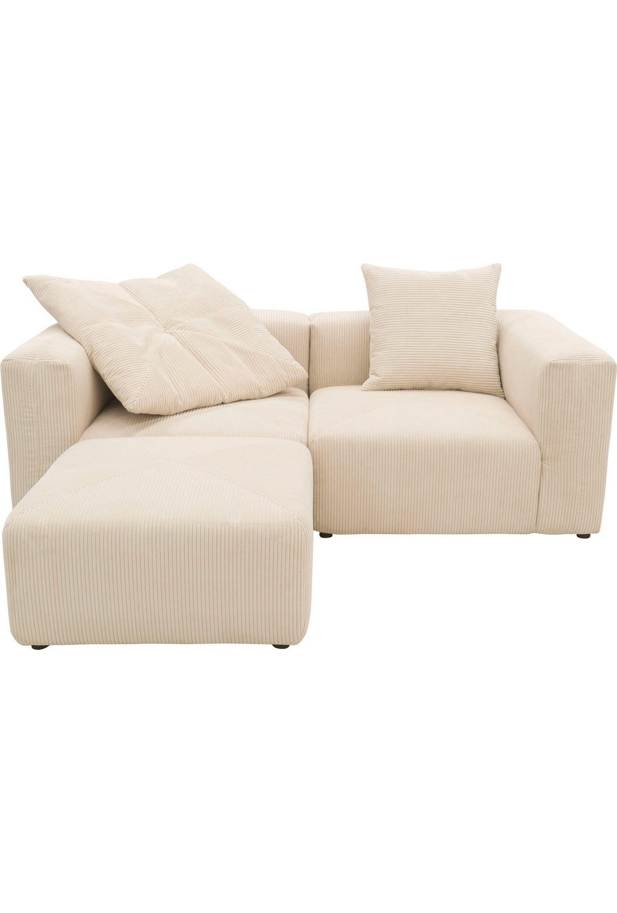 Cord Ecksofa GERRID in Creme von vorne