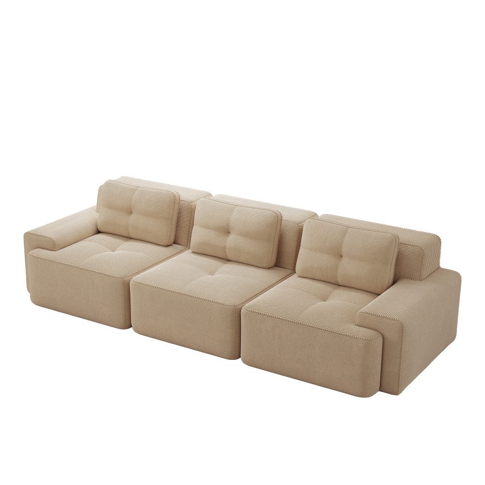 Beiges Cord Cloud Sofa im Wohnzimmer