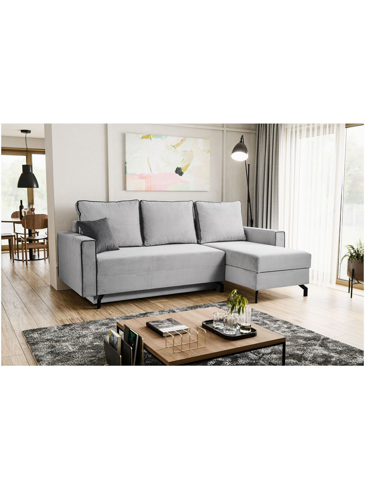 Cord Ecksofa MARTI in Hellgrau Ansicht 4