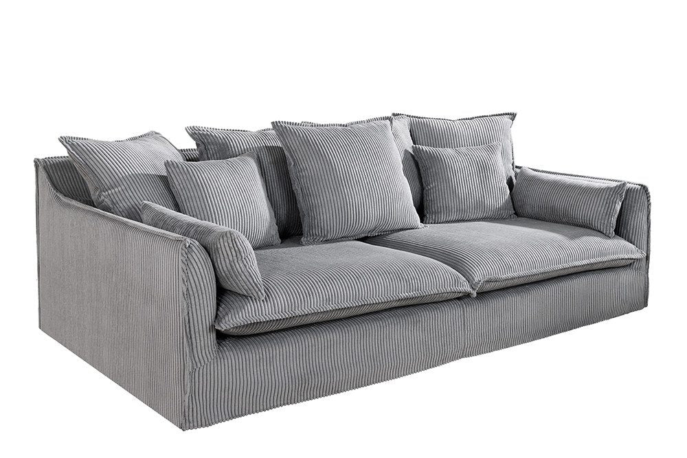 Hellgraues Cord Sofa HEAVEN von vorne