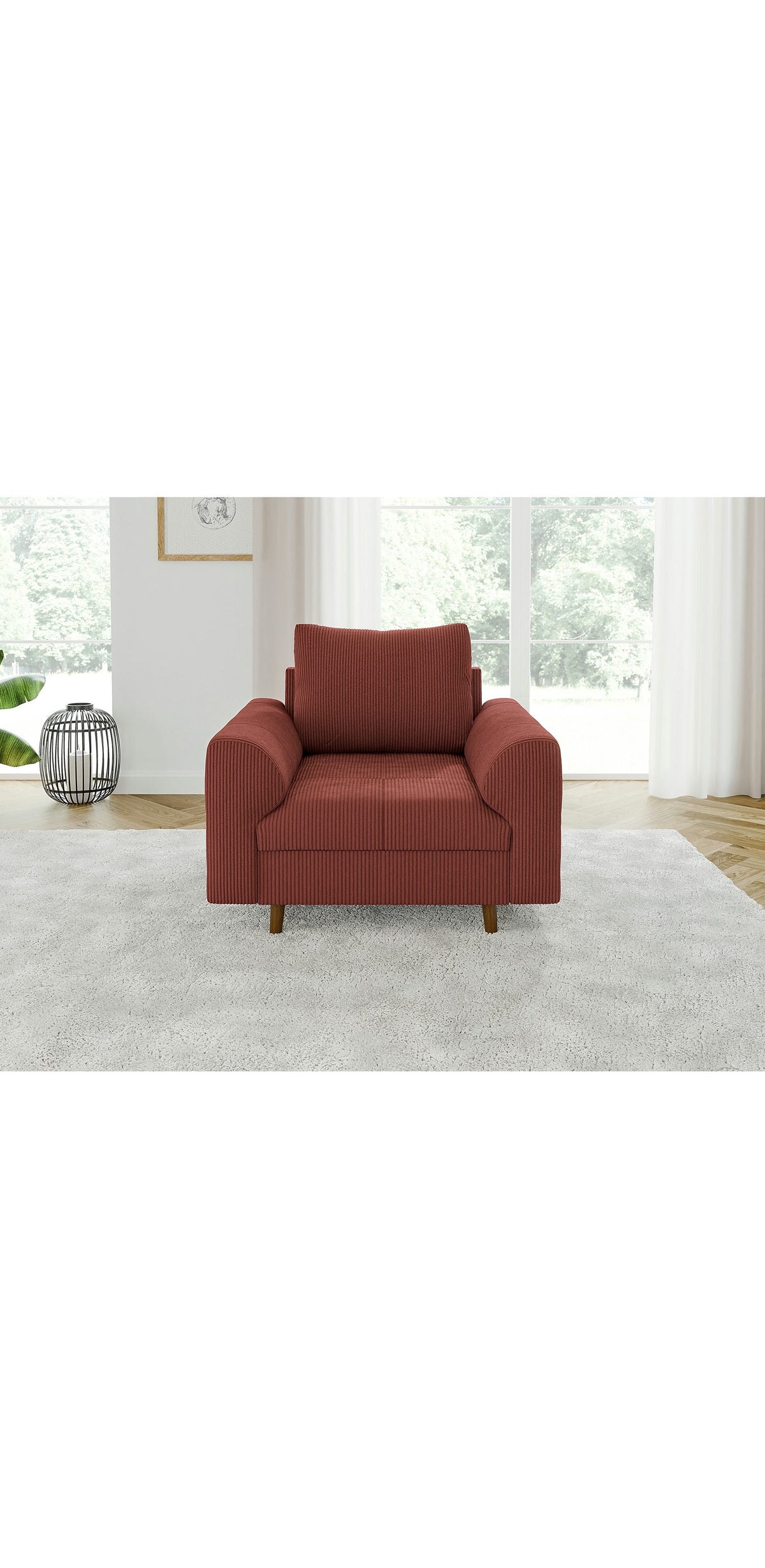 Sessel ZARA aus Cord in Terrakotta