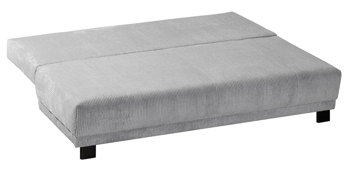 Geöffneter Bettkasten des Cord Schlafsofas JUNA