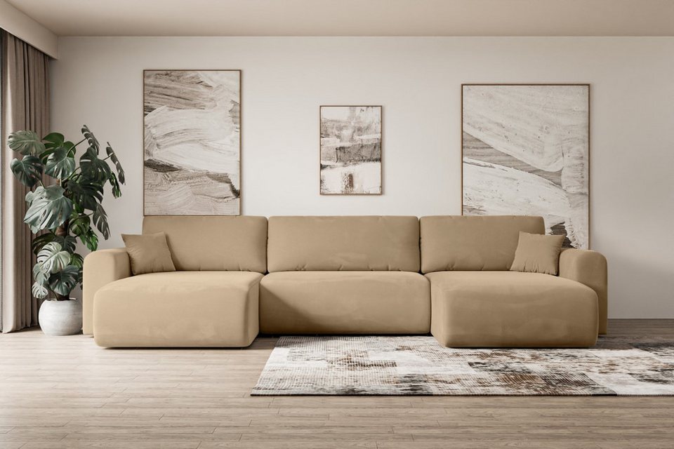 Cord Wohnlandschaft ORRO-U in Beige in U-Form