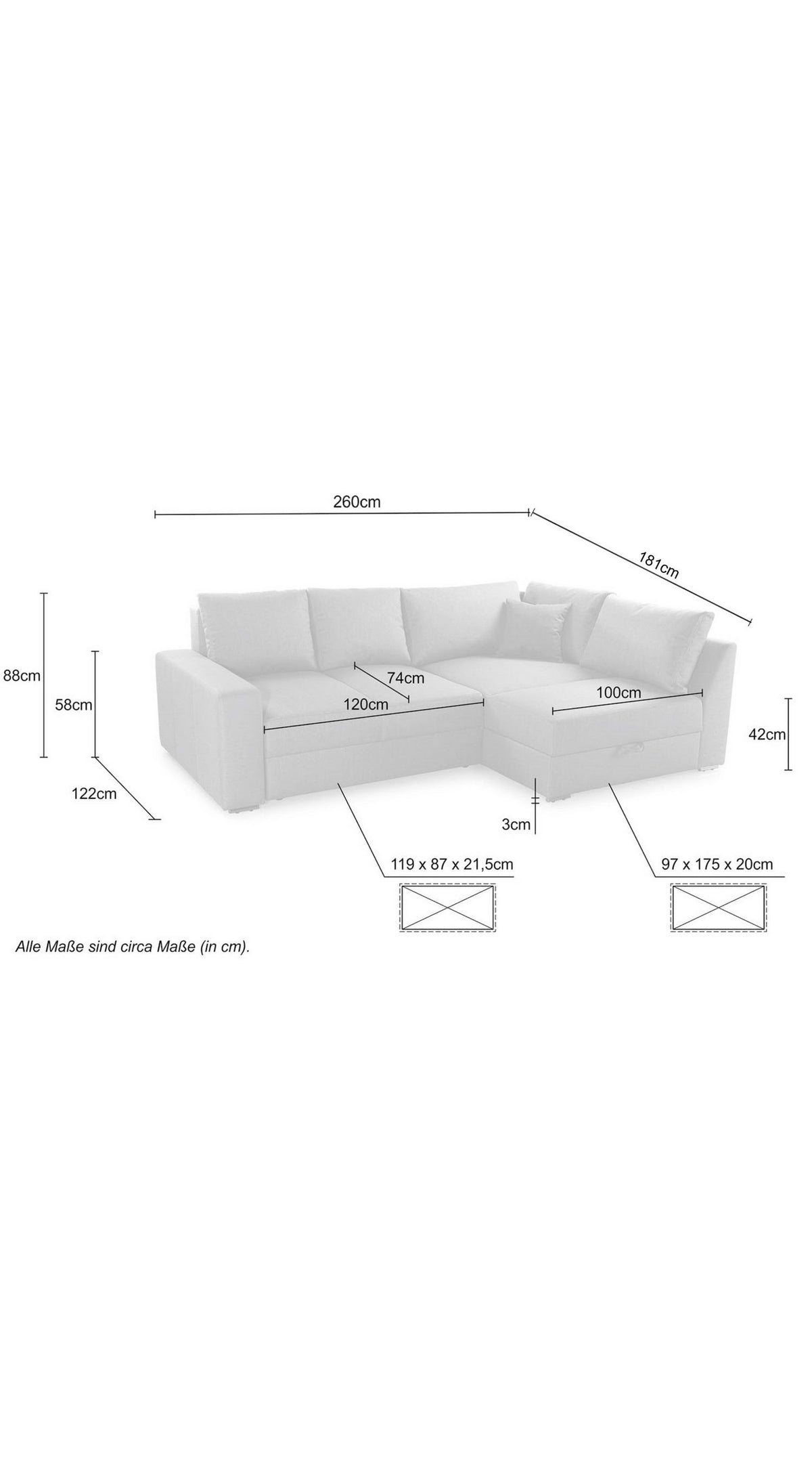 Detailaufnahme des Cordstoffs in Beige Grau