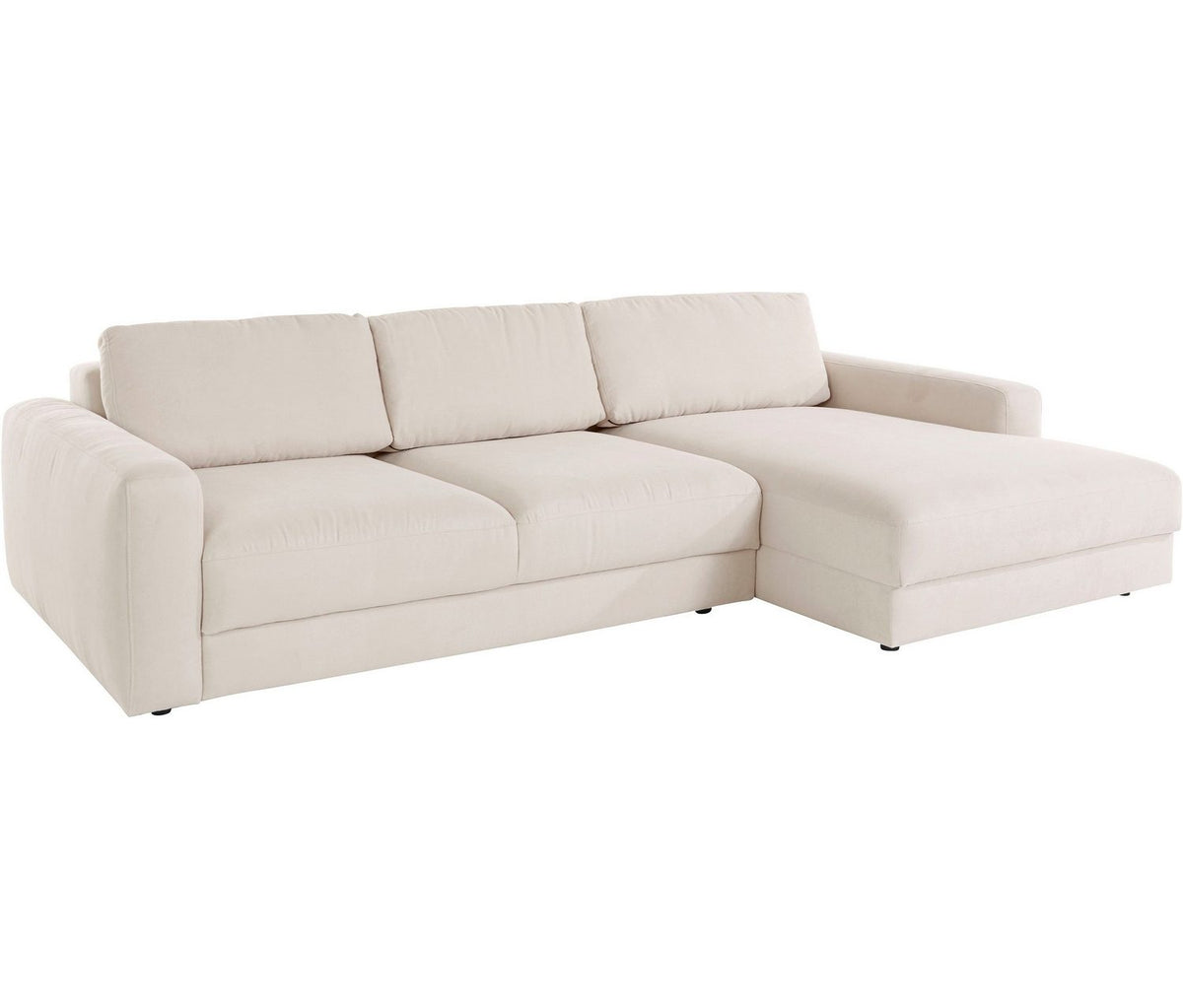Beiges Cord Ecksofa BLOOMFIELD im Wohnzimmer