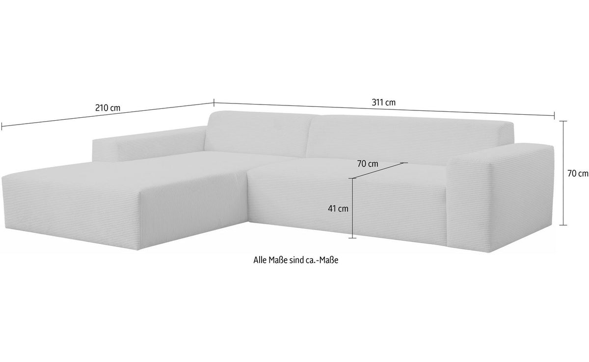 Rückseite des Cord Ecksofas ZEUS-XL mit Originalbezug