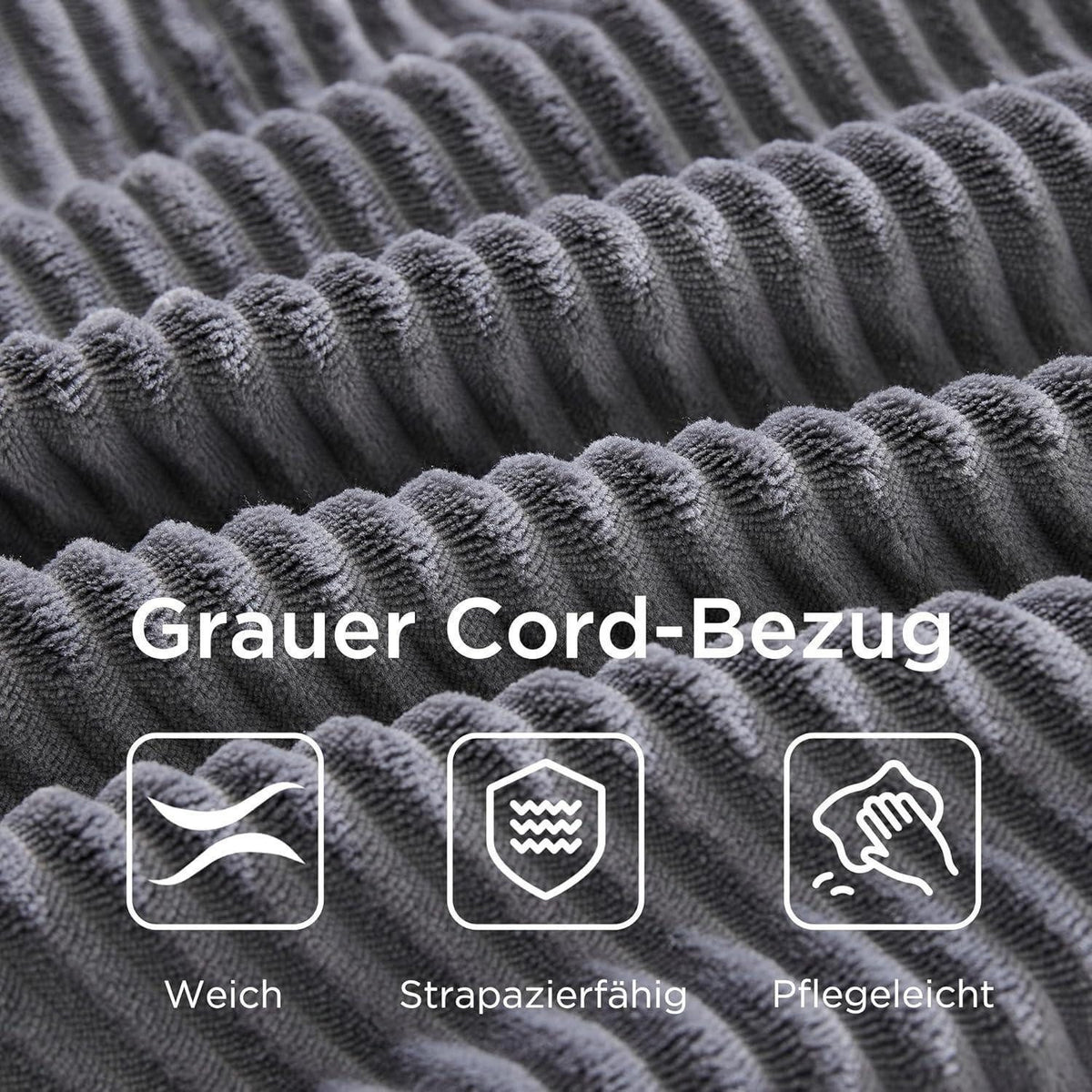 Big Sofa Cord Grau im Wohnzimmer