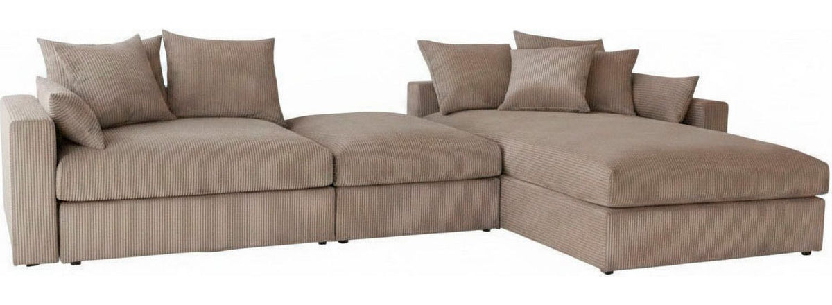 Cord Wohnlandschaft COSY LOUNGE in Taupe von vorne