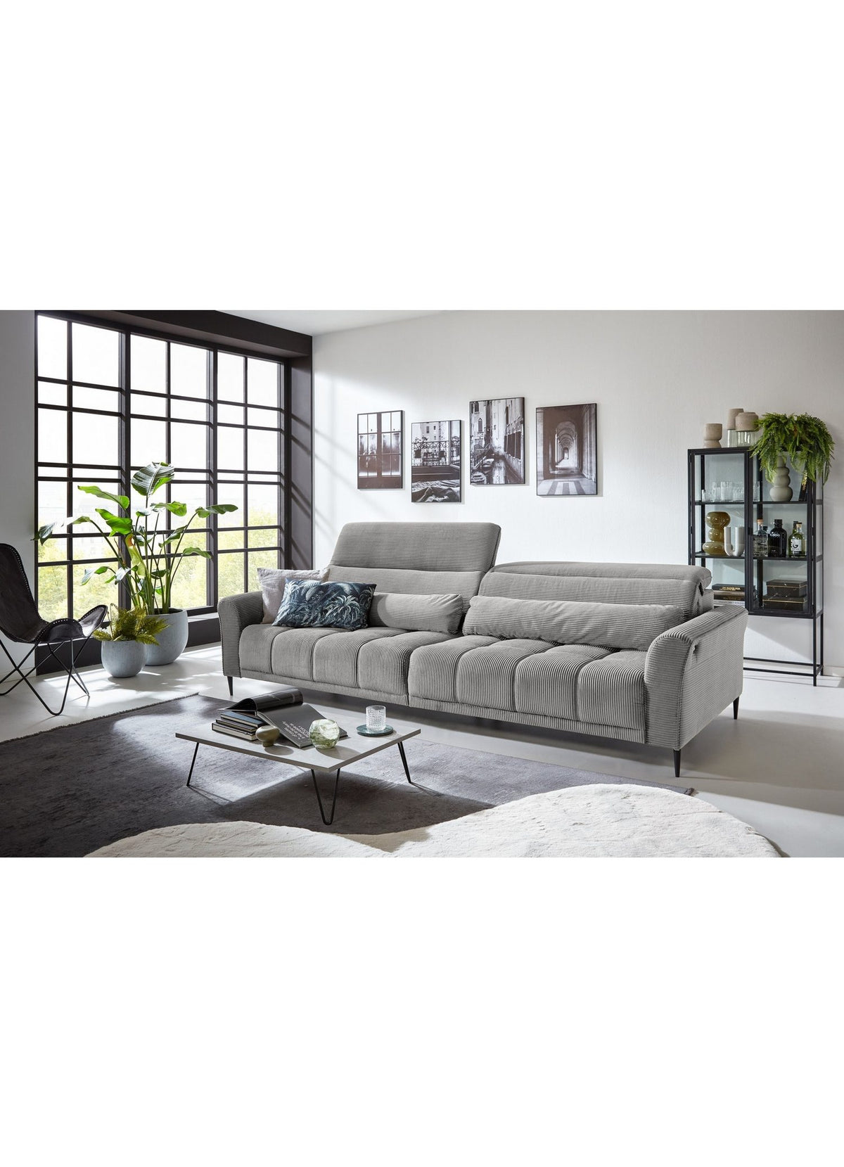 Big Sofa WOLVE in Cord Silbergrau Frontansicht