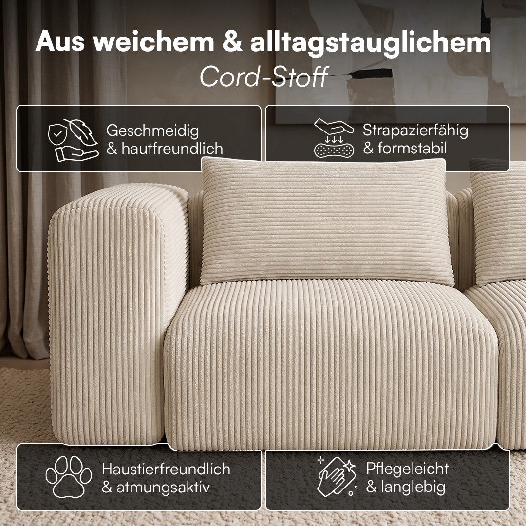 Detail des Cordbezugs mit 300 g pro Quadratmeter