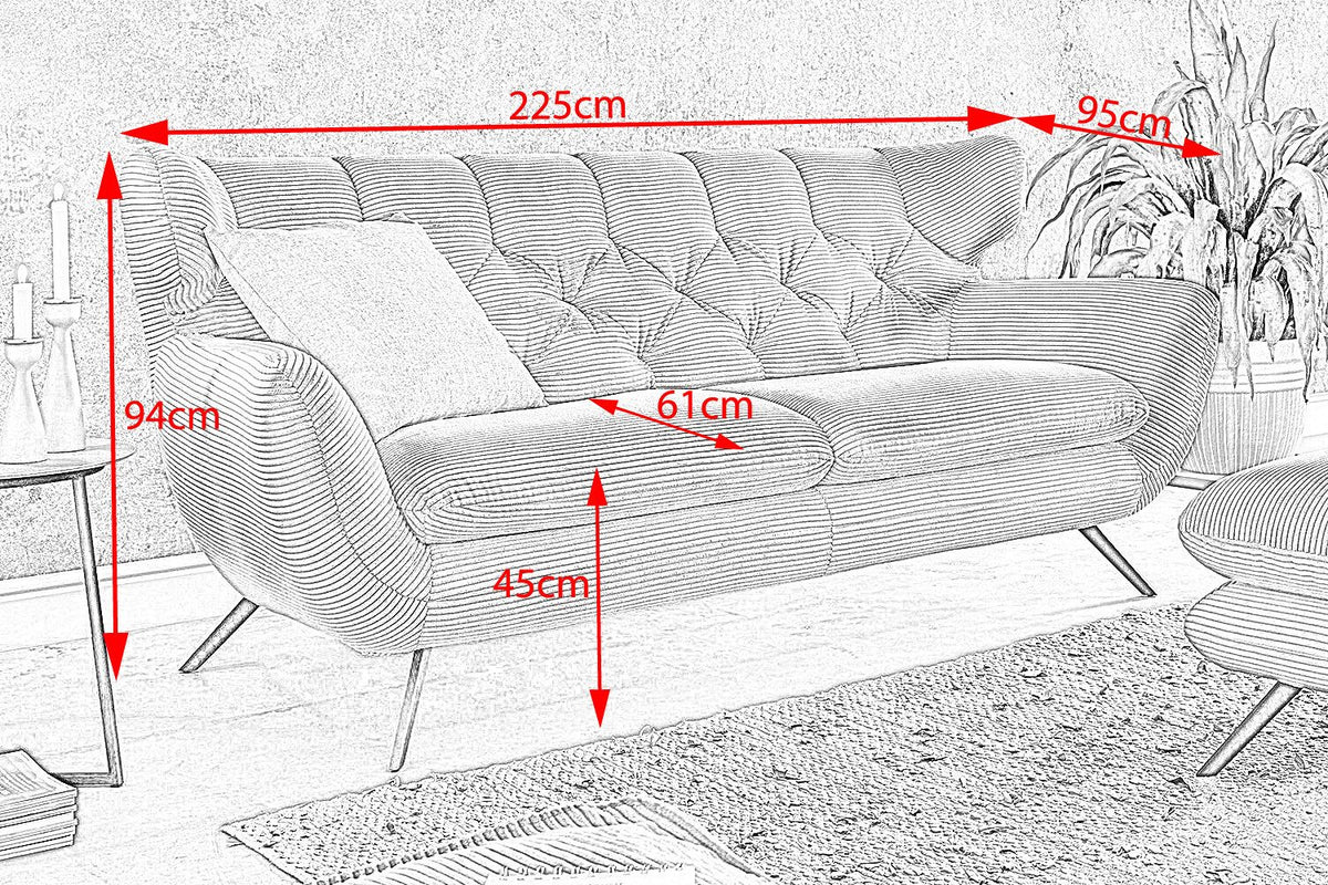 Detail der abgesteppten Rückenlehne des Sofas CHARME