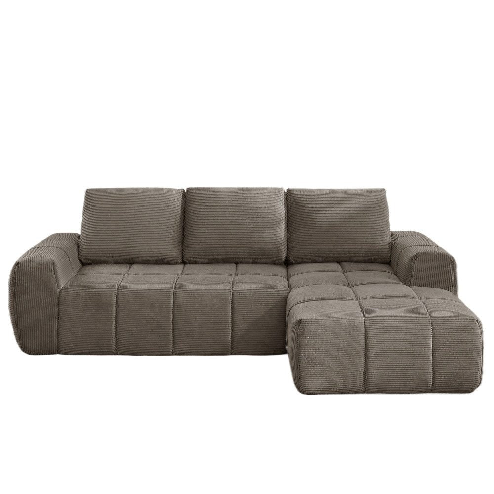 BBWL Cord Ecksofa in Taupe von vorne