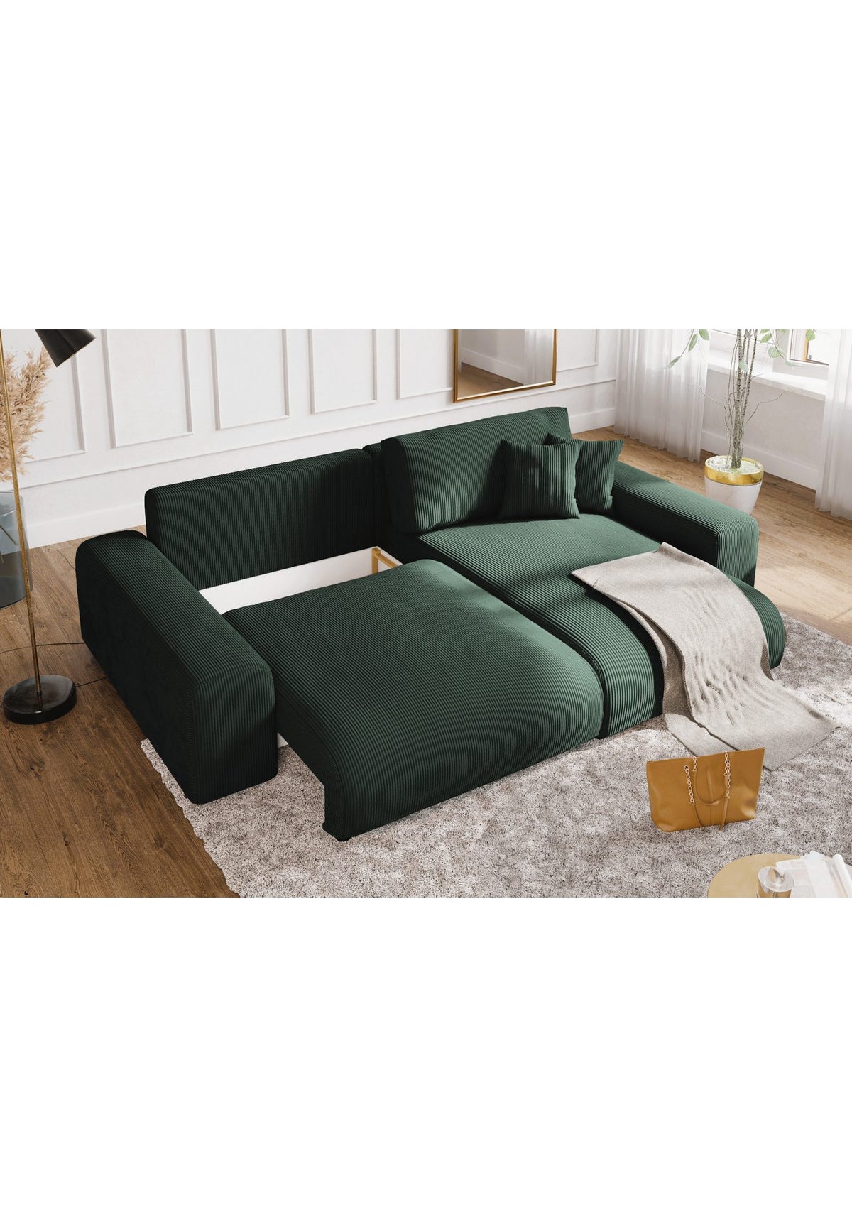 Cord Ecksofa 21005 Seitenansicht mit Armlehne