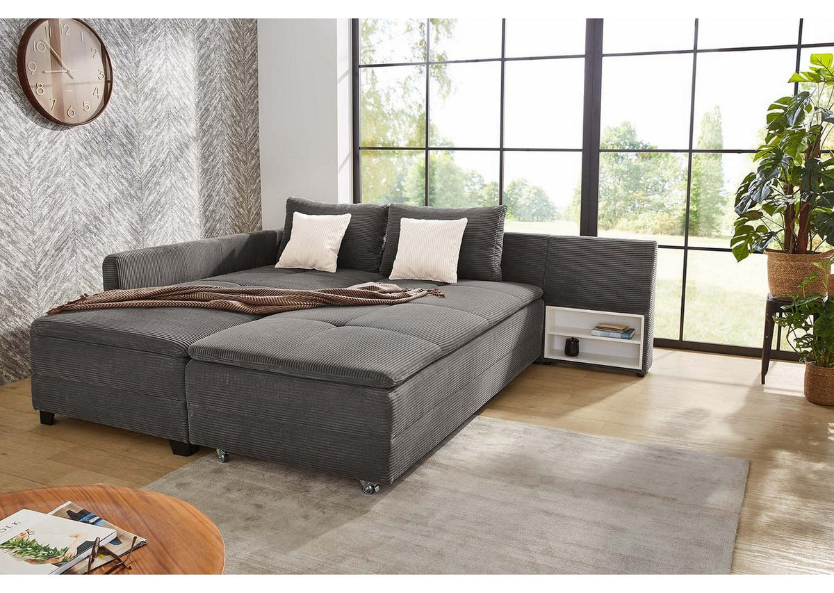 Cord Ecksofa 15163 in Dunkelgrau Ansicht 4