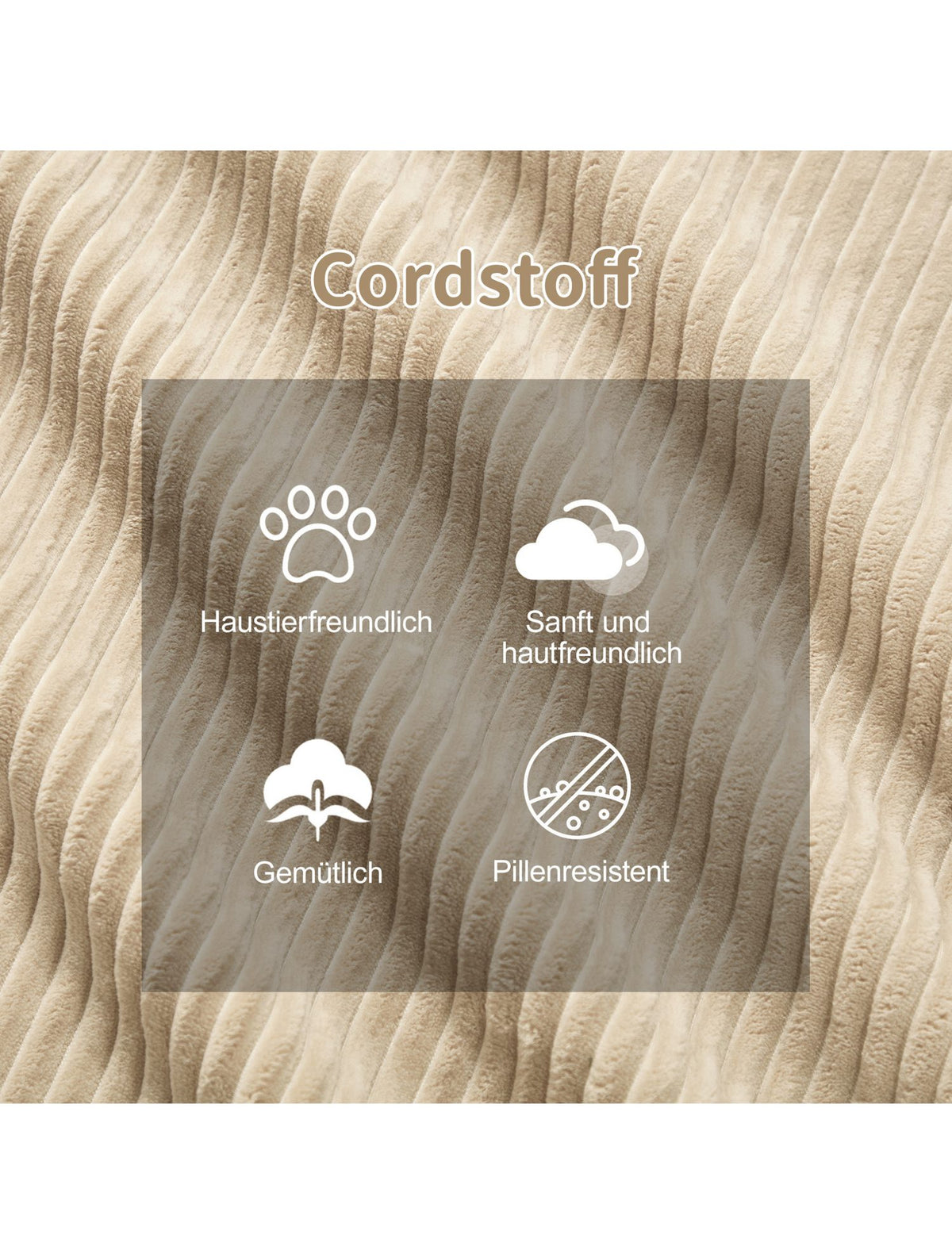 Cord Cloud Sofa in Beige aus seitlicher Perspektive