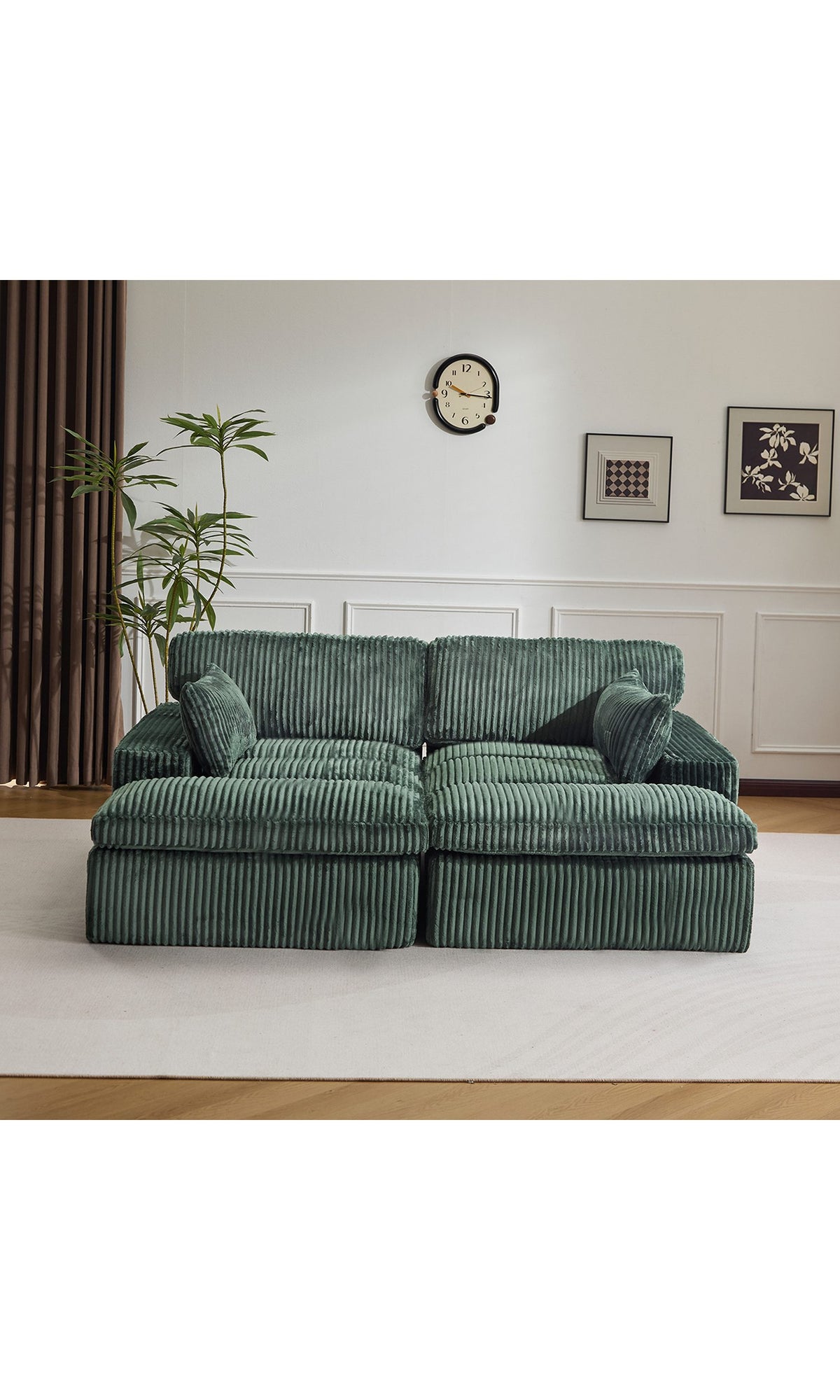 Cord Schlafsofa WHEELYOU in Grün von vorne